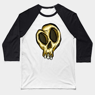 Spooky Halloween Skull Cartoon Illustration Baseball T-Shirt